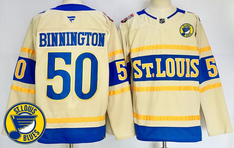 Men St.Louis Blues #50 Binnington Cream Fanatics 2025 NHL Jersey style 5->st.louis blues->NHL Jersey